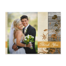 Autumn Flowers FAUX Wood Photo Tack-vykort