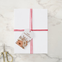 Autumn Flowers Foliage Namn Happy thanksgiving Presentetikett