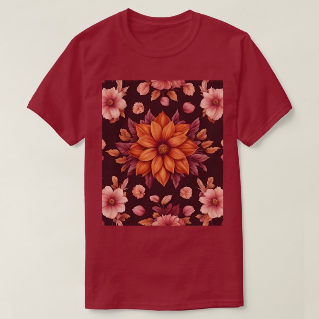 Autumn Flowers Maroon T-Shirt (Design framsida)