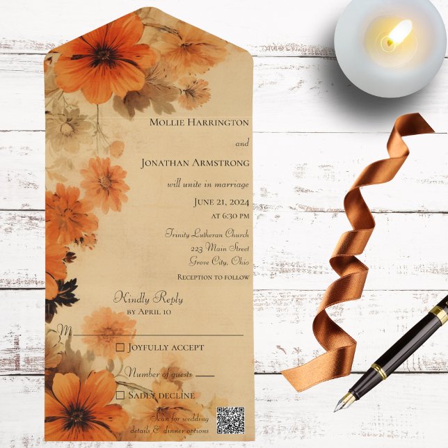 Autumn Flowers QR-kod (Also available without QR code. )