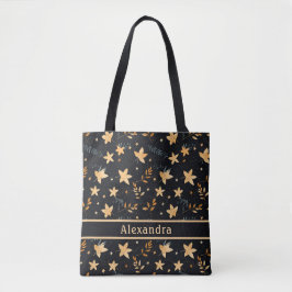 Autumn Foliage Black Mönster Tote Bag Tygkasse