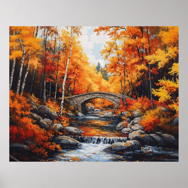 Autumn Forest Bridge Poster (Framsidan)