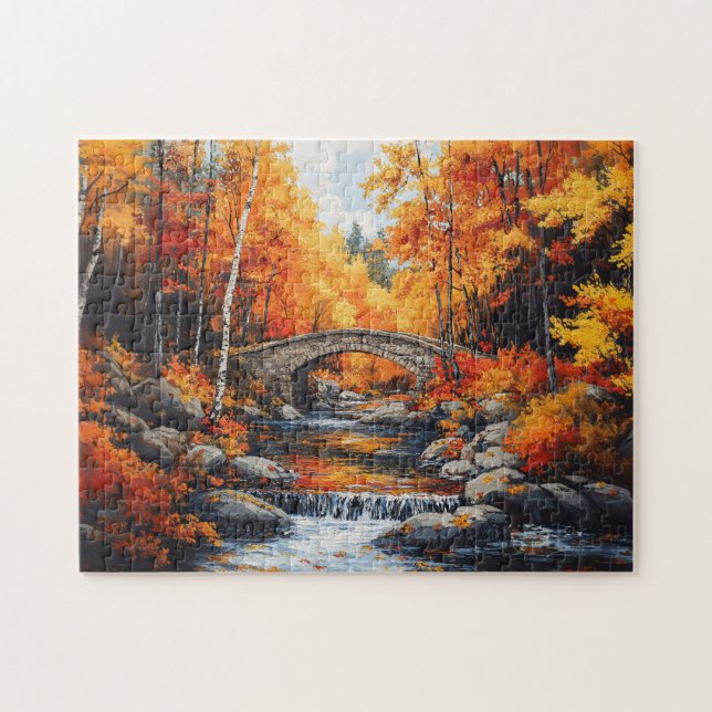 Autumn Forest Bridge Pussel (Horisontell)