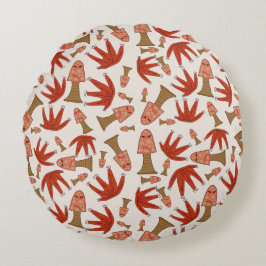 Autumn Forest Friends Round Pillow – Cute Mushroom Rund Kudde