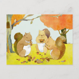 Autumn Forest Squirres Vykort