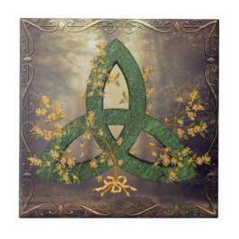 Autumn Forest Triquetra Ceramic Tile Kakelplatta