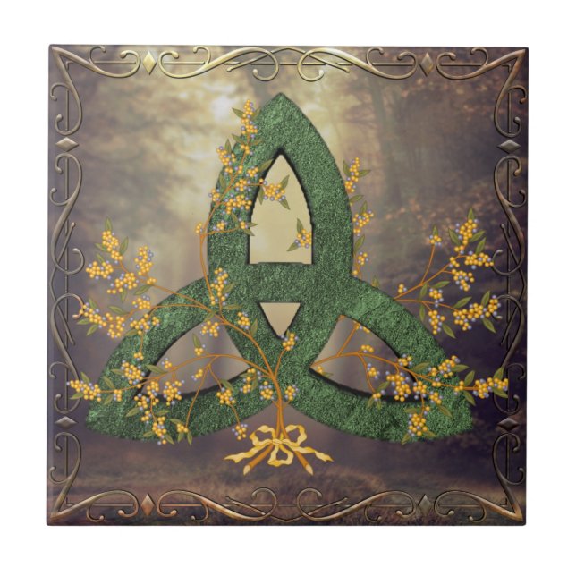 Autumn Forest Triquetra Ceramic Tile Kakelplatta (Framsidan)