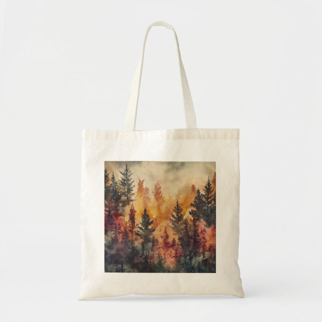 Autumn Forest Watercolor Tote Tygkasse (Framsidan)