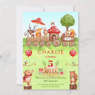 Autumn Forest Woodland Animals Kid Birthday Inbjud Inbjudningar