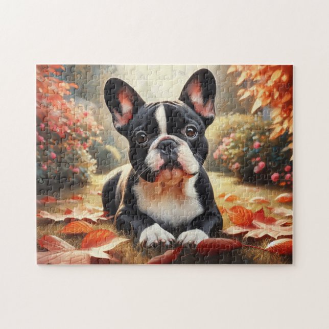 Autumn Fransk Bulldog Pussel (Horisontell)