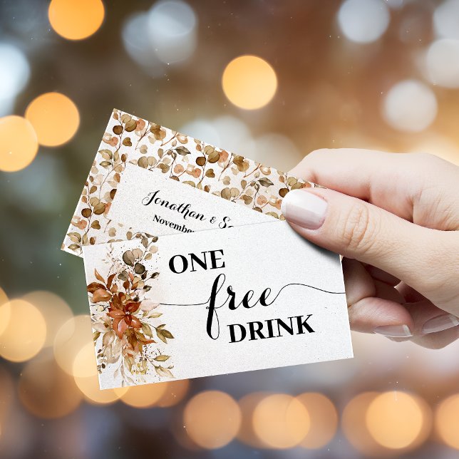 Autumn Free Drink Wedding Reception Ticket Card Rabattkort (Skapare uppladdad)