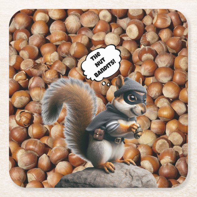 Autumn Funny Squirrel Bandit Papper Underlägg (Framsidan)