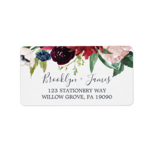 Autumn Garden Burgundisk OSA Adressetiketter