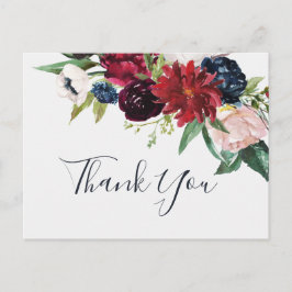 Autumn Garden | Burgundisk Tack-vykort Vykort