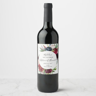Autumn Garden Burgundy Matron of Honor Frieri Vinflaska Etikett