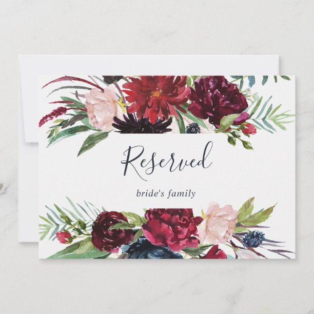 Autumn Garden | Burgundy Reserved Sign (Framsida)