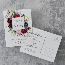 Autumn Garden | Burgundy Save Date Postcard Inbjudan Vykort