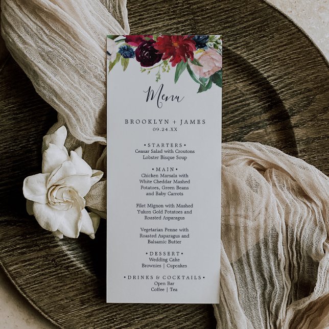 Autumn Garden | Burgundy Wedding Dinner Menu Meny (Skapare uppladdad)