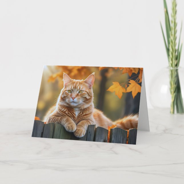 Autumn Ginger Cat Birthday Kort (Framsida)