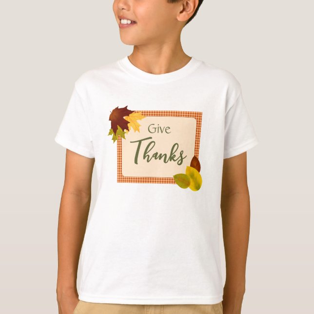 Autumn Gingham Thanksgiving Barn T-Shirt (Framsida)