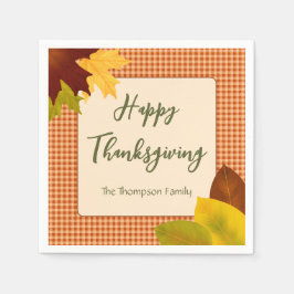 Autumn Gingham Thanksgiving Cocktail Napkin Pappersservett