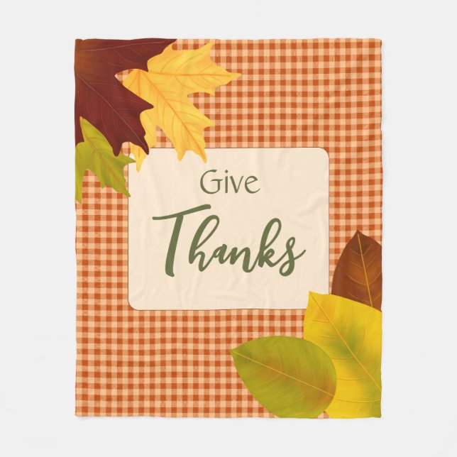 Autumn Gingham Thanksgiving Fleece Blanket (Framsidan)