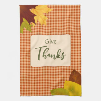 Autumn Gingham Thanksgiving Kitchen Towel Kökshandduk