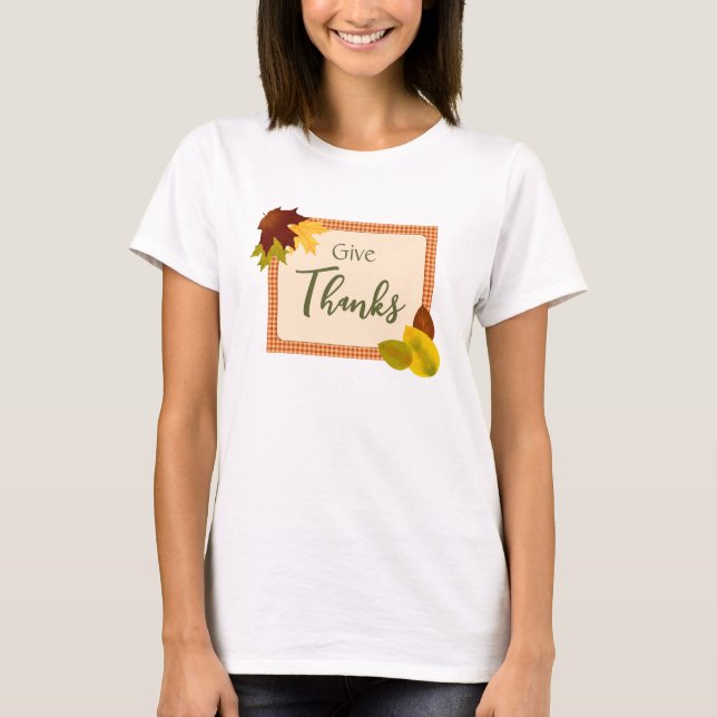 Autumn Gingham Thanksgiving Women's T-Shirt (Framsida)