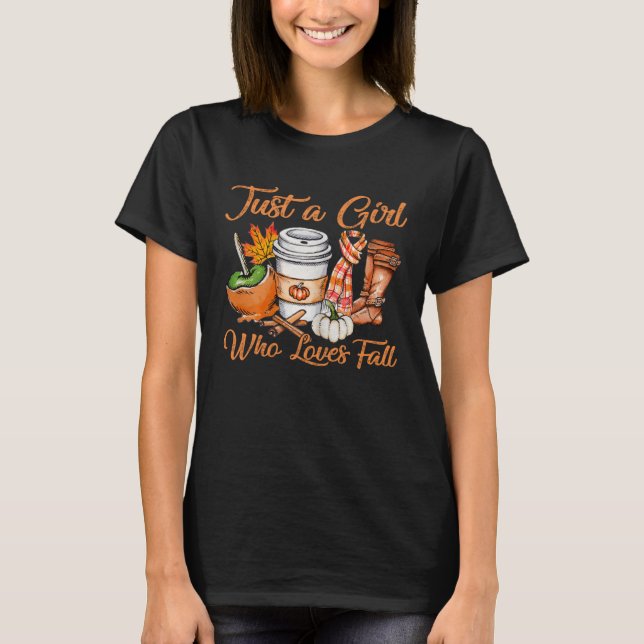 Autumn Girls Just a girl who loves fall Pumpkin Sp T Shirt (Framsida)