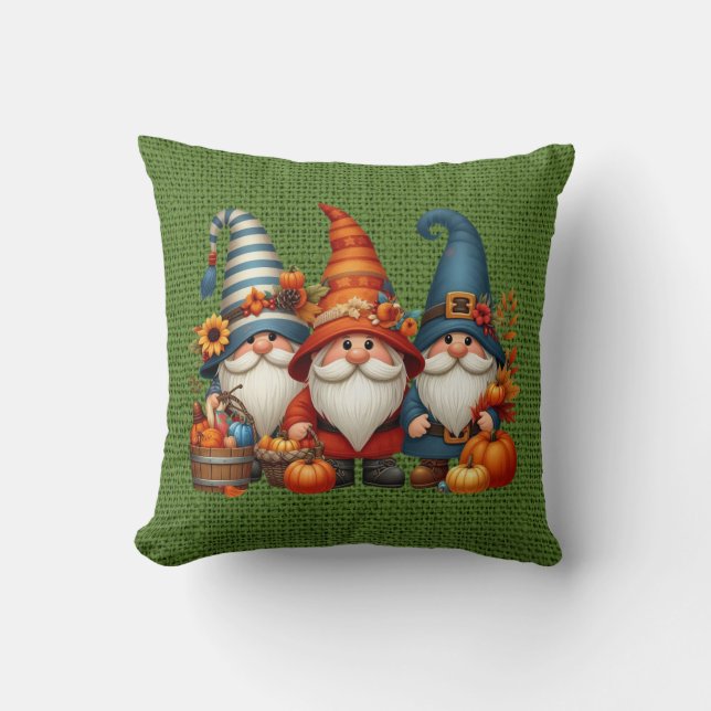 Autumn Gnomes Dekorativ kudde (Framsida)