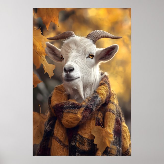 Autumn Goat Art Print, Rustic Fall Poster (Framsidan)