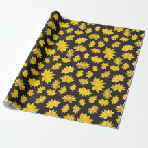 Autumn Golden Flowers Black Seamless Fall
