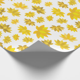 Autumn Golden Flowers Design Fall White Seamless Presentpapper