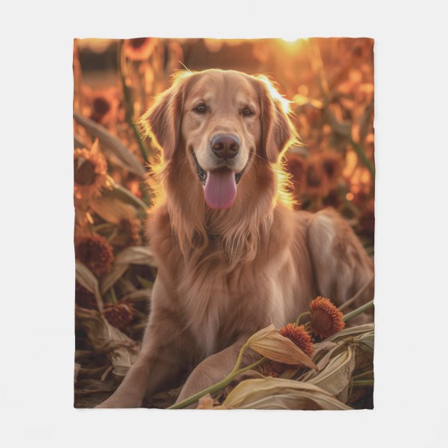 Autumn Golden Retriever Fleecefilt (Framsidan)
