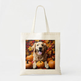 Autumn Golden Retriever Hund med Pumpkins Tote Tygkasse