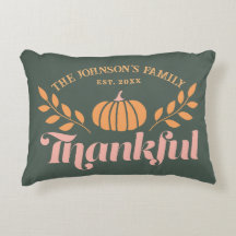 Autumn Green Pink Orange Thankful Family