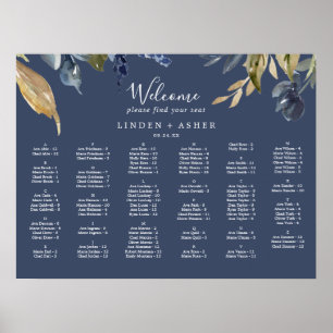 Autumn Greenery Tunga alfabetiska sittningsdiagr Poster
