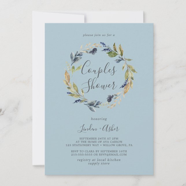 Autumn Greenery Wandey | Slate Par Shower Inbjudningar (Framsida)