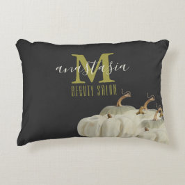 Autumn Guld White Pumpkins Black Beauty Salon Mono Prydnadskudde