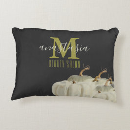 Autumn Guld White Pumpkins Black Beauty Salon Mono Prydnadskudde