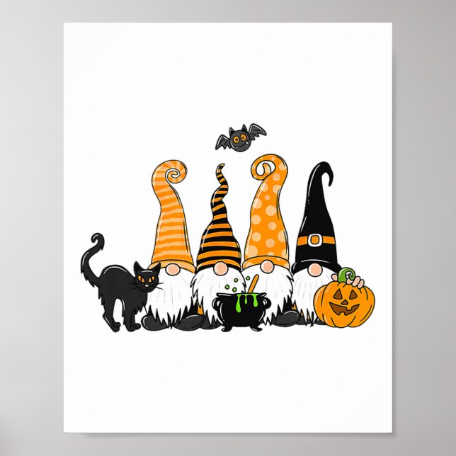 Autumn Halloween Gnomes Cute Autumn Pumpkin Fall H Poster (Framsidan)