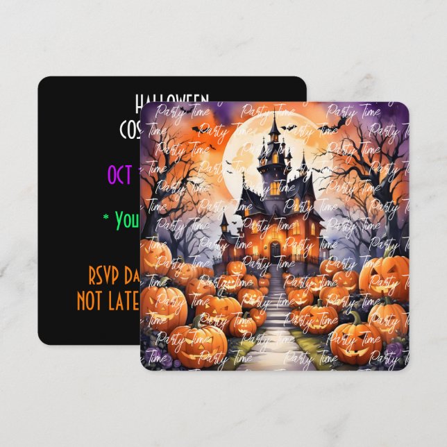 Autumn Halloween Modern Pumpkin-samling Inbjudningar (Fram/baksida)