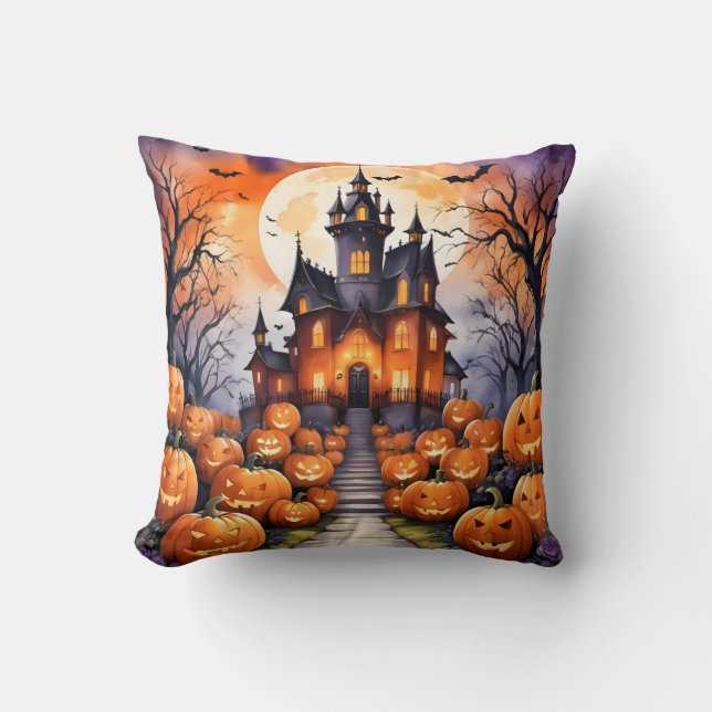 Autumn Halloween Modern Pumpkin-samling Kudde (Framsida)