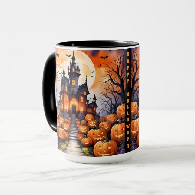 Autumn Halloween Modern Pumpkin-samling Mugg (Framsida vänster)
