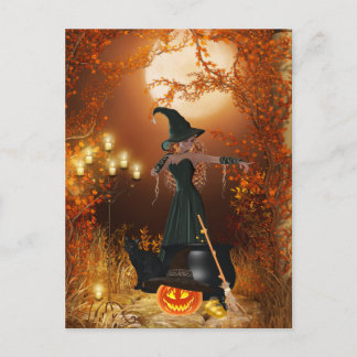 Autumn Halloween Witch Vykort