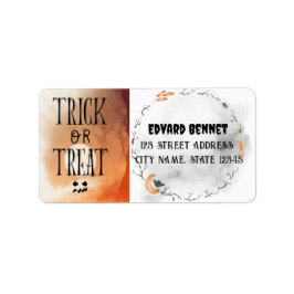 Autumn Hallowen Måne Fladdermus Ghost Adressetikett