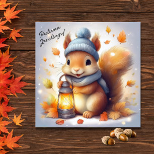 Autumn Hälsning Cute Red Squirrel Kort