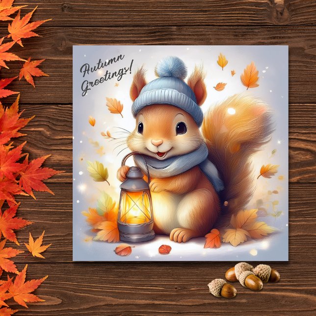 Autumn Hälsning Cute Red Squirrel Kort (Skapare uppladdad)