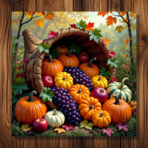 Autumn Harvest and Blessings Cornucopia 