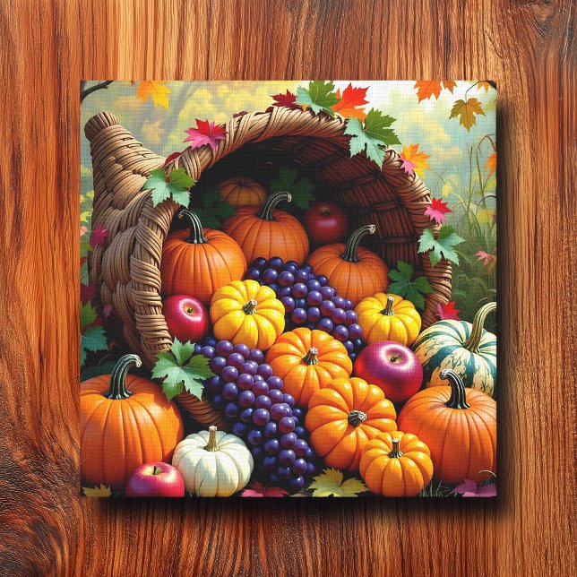 Autumn Harvest and Blessings Cornucopia  Canvastryck (Skapare uppladdad)